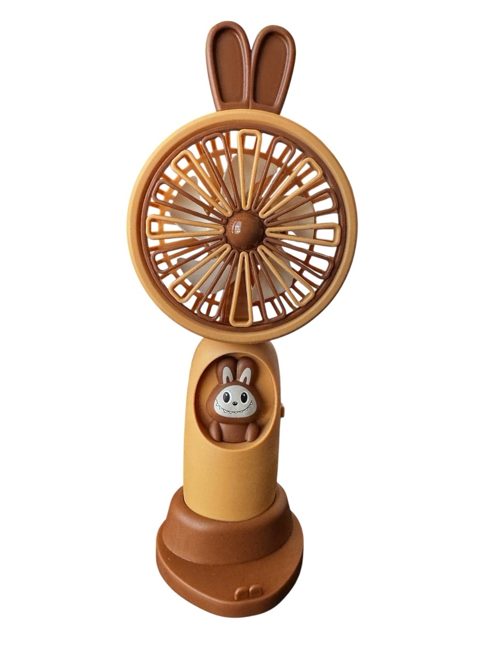 Cute Portable Bunny Mini Handheld Table Fan Tan/Brown USB Rechargeable 3-speed